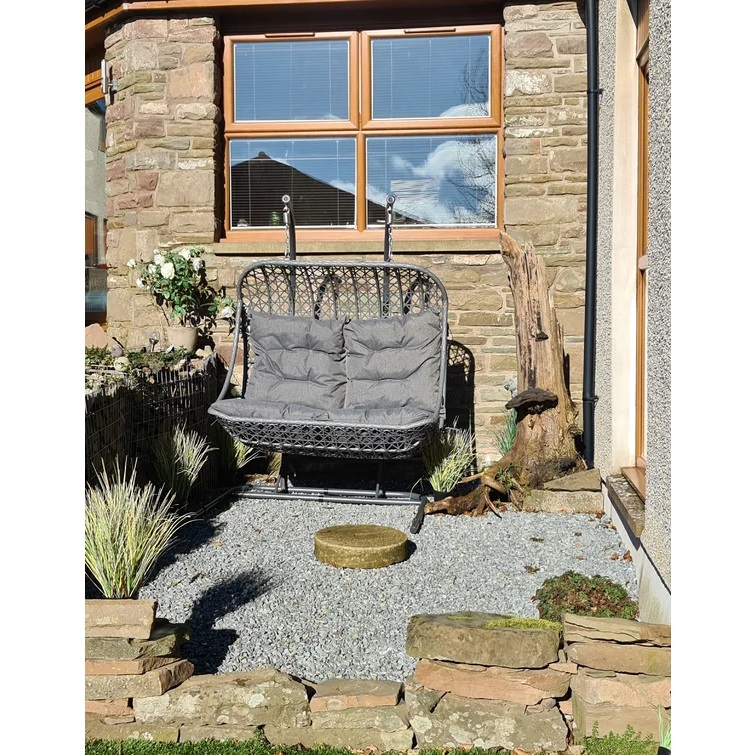 Double Swing Hanging Egg Chair with Stand