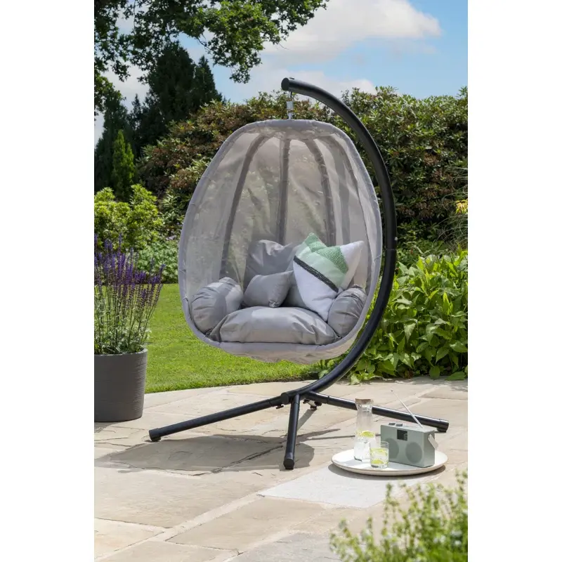 Egg Chair with Stand – Weatherproof Folding Swing Seat with Cushions